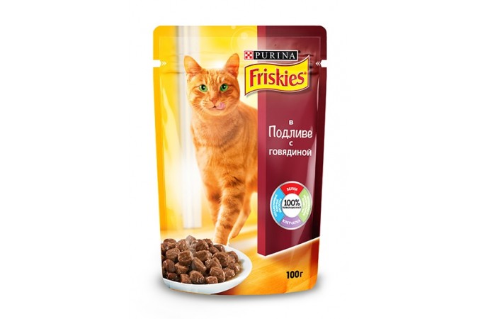 Консервы для кошек Purina Friskies, говядина в подливе