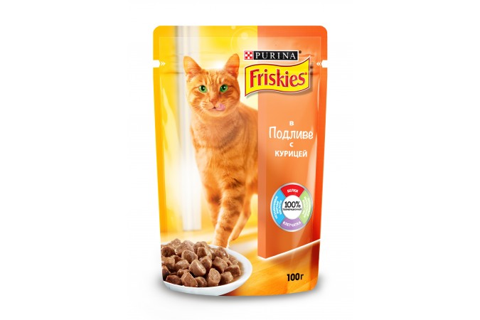 Консервы для кошек Purina Friskies, курица с подливом