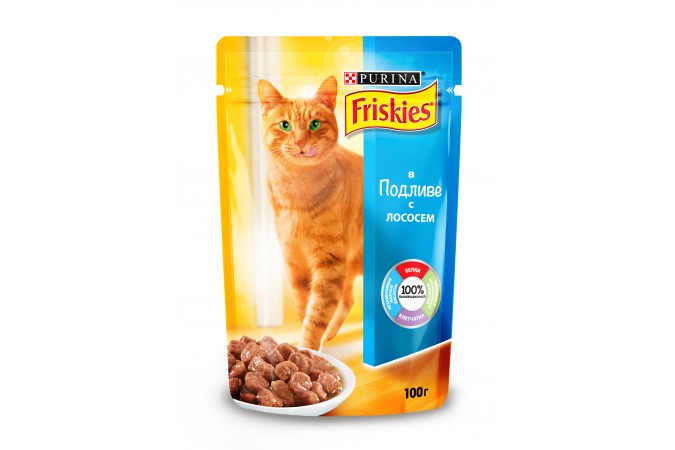 Консервы для кошек Purina Friskies, лосось с подливом