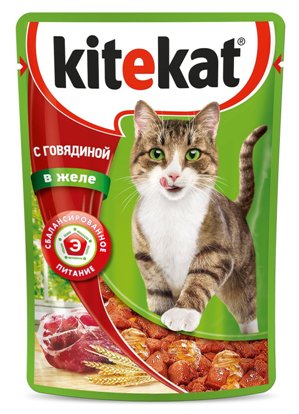 Kitekat паучи с говядиной в желе для кошек