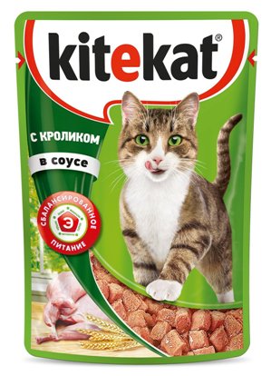 Kitekat паучи с кроликом в соусе для кошек